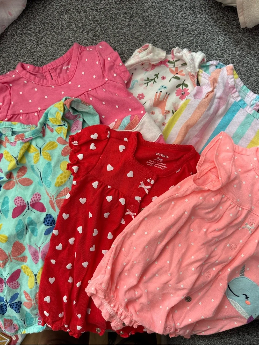 Carter's Girls' Pink, Red, Mint & Pastel Multicolor Pajama Lot